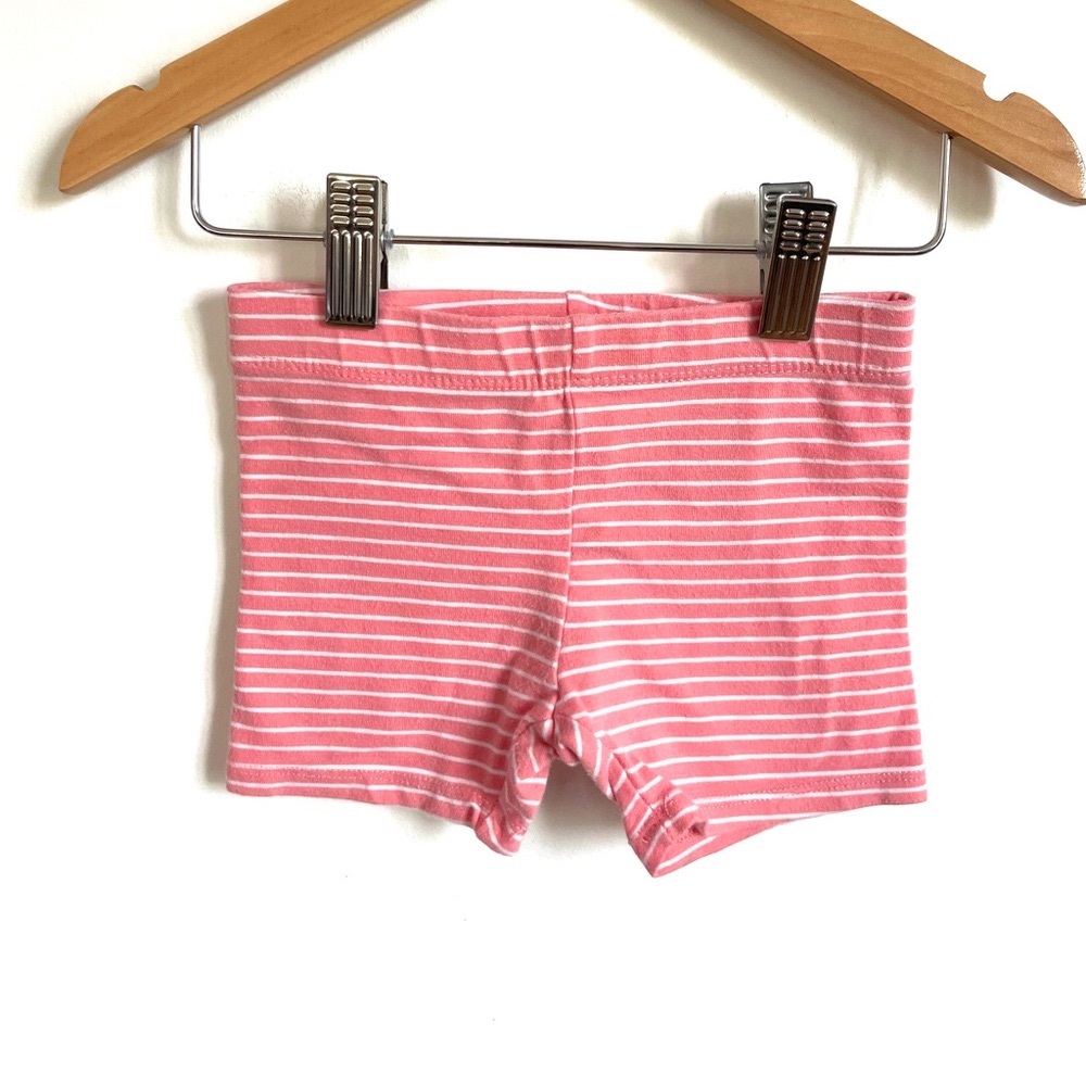 10/$35💥Girls Cartwheel Bicycle Shorts, Coral & White Stripes, Stretch Cotton